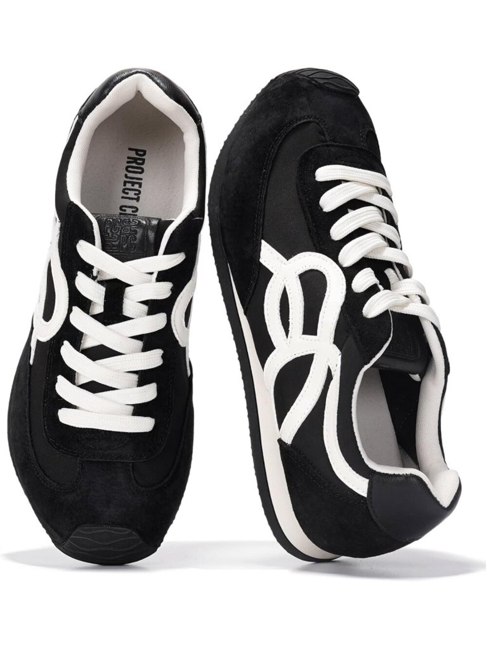 Project Cloud Women's Black Closed Toe Non Slip Memory Foam Insole Sneakers